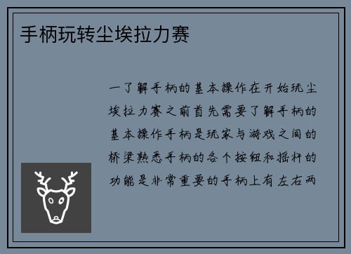 手柄玩转尘埃拉力赛